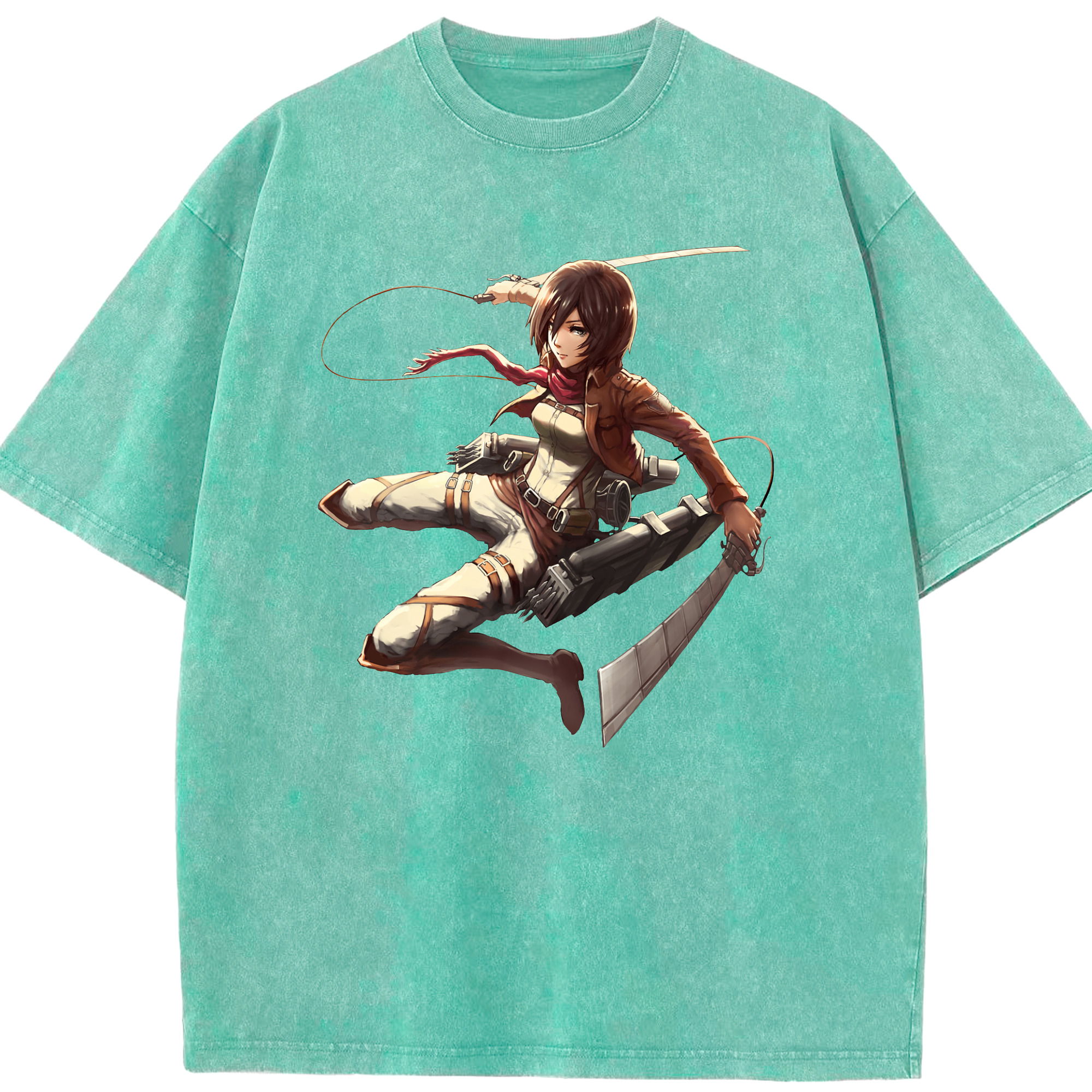 （画像用） 進撃の巨人 ミカサ·アッカーマン Attack on Titan Mikasa Ackerman 綿100% ヴィンテージ風 半袖Tシャツ（フロントプリント）
